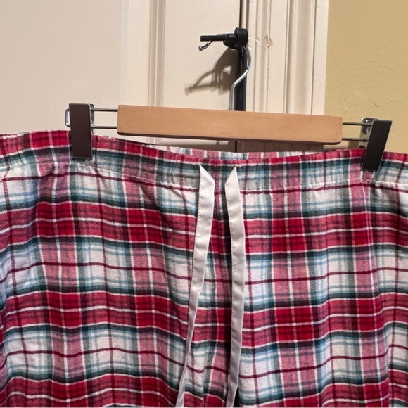Gillian & O’Malley Red White  Plaid Flannel Pajamas Button Down Top Pants Sz L - Picture 11 of 16